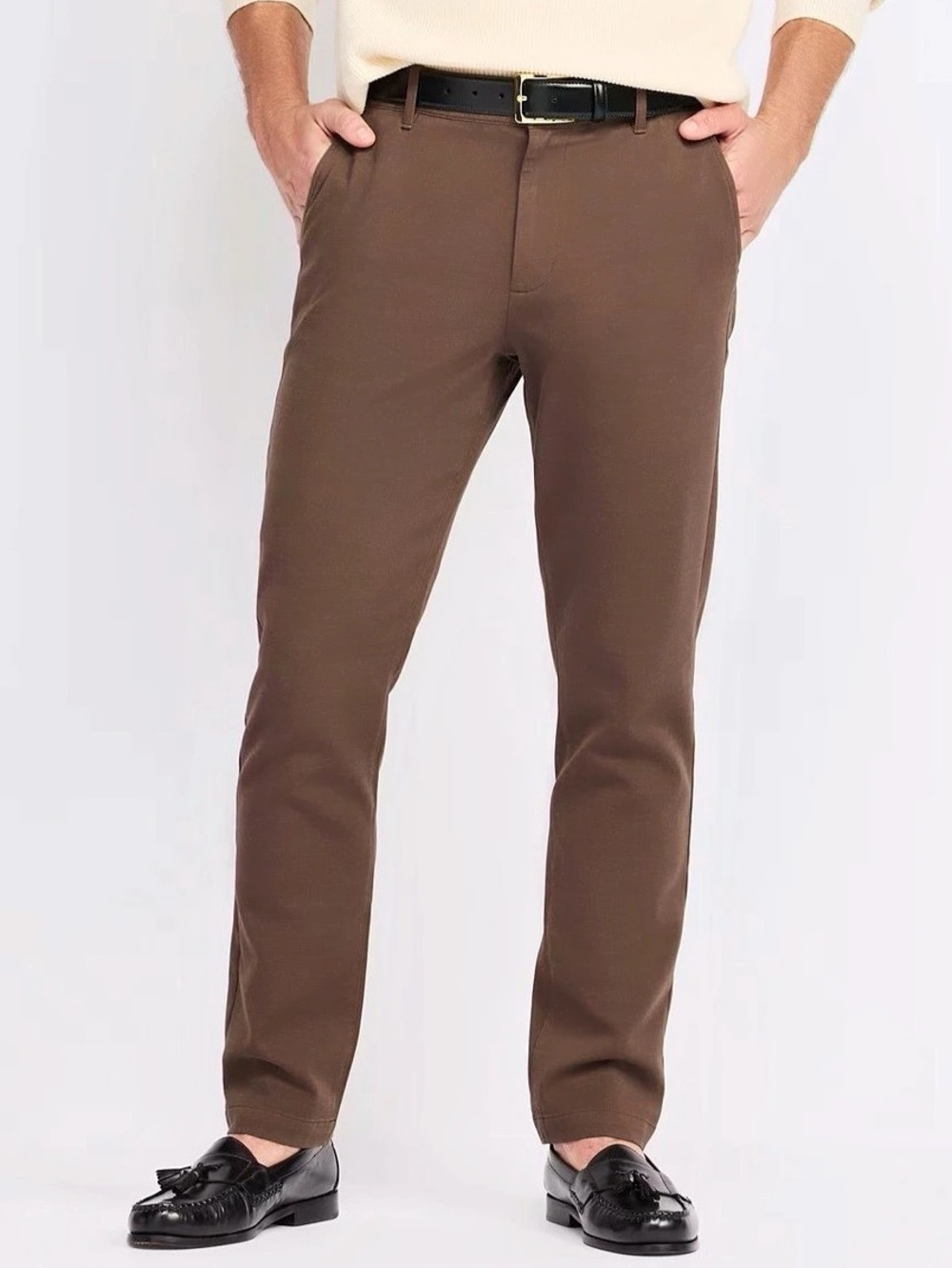 Men's Brown Athletic Fit Stretch Trousers